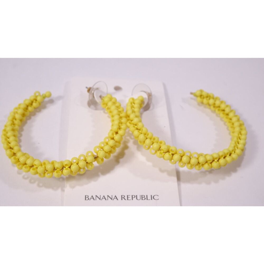 Banana Republic Women's Summer Fridays Bead Hoop EARRINGS NWT 48 Sunny - Picture 4 of 7